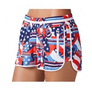 Fabletics XS patriotic American flag Stars & Stripes unlined shorts